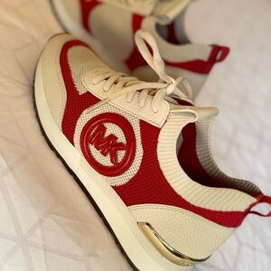Michael Kors Cream and Red Athletic Shoes